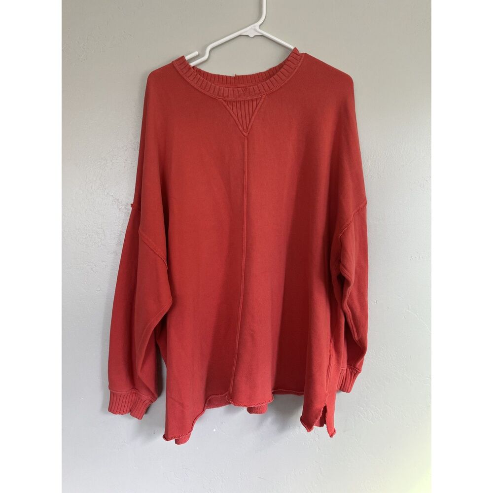 Aerie Oversized Crewneck Pullover Sweatshirt Coral Pink Size Large
